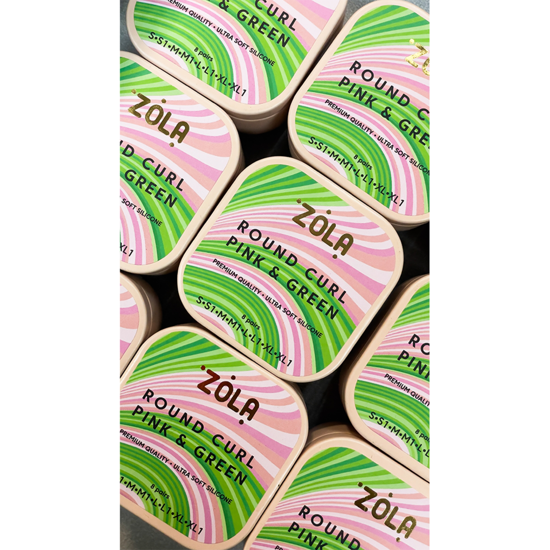Валики для ламінування ZOLA Round Curl Pink & Green (S, S1, M, M1, L, L1, XL, XL1)