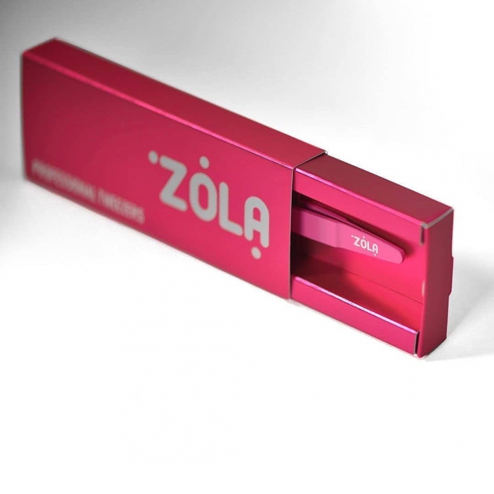 Пинцет для бровей ZOLA скошенный розовый