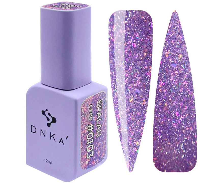 Гель-лак для ногтей DNKa Spalah №0103 (сиренево-фиолетовый с цветными блестками), 12 мл