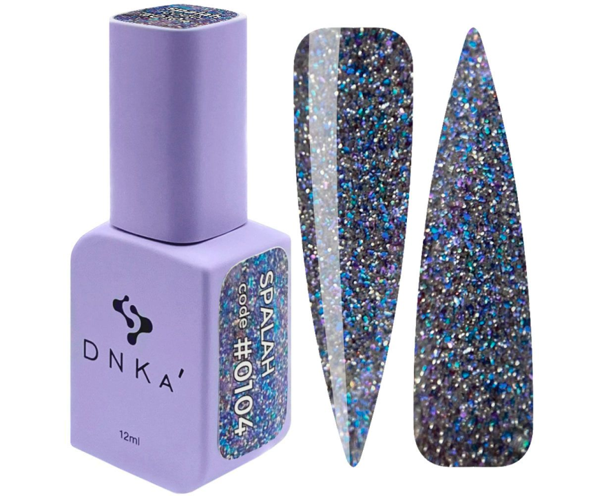 Гель-лак для ногтей DNKa Spalah №0104 (темный серый с сине-фиолетовыми блестками), 12 мл