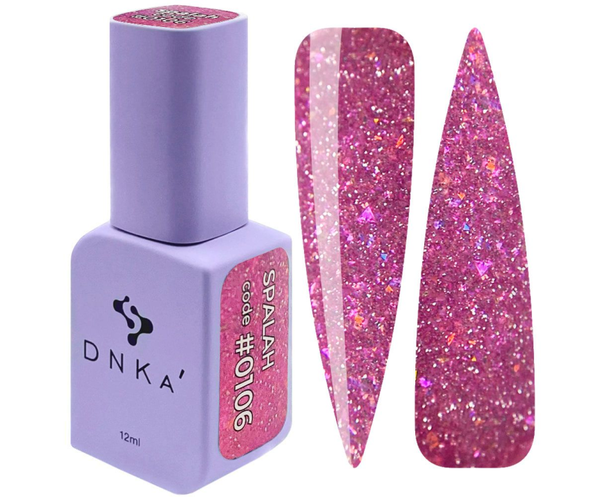 Гель-лак для нігтів DNKa Spalah №0106 (бузково-рожевий з кольоровими блискітками), 12 мл
