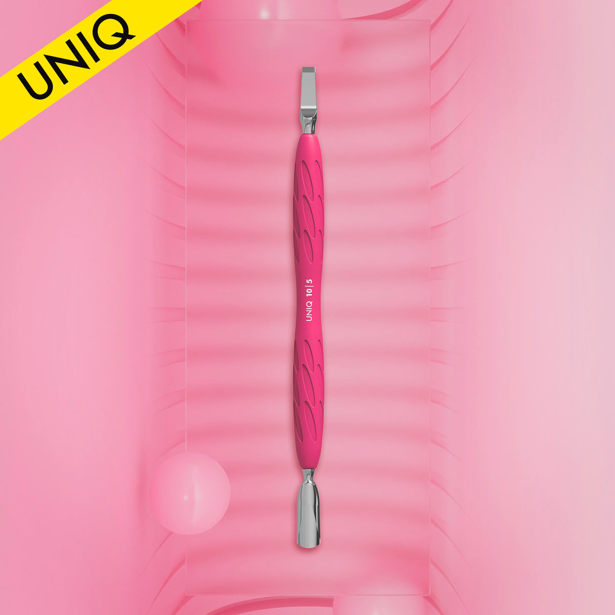 Лопатка манікюрна з силіконовою ручкою UNIQ Staleks PQ-10/5 (пушер округлий вузький+лопатка широка)