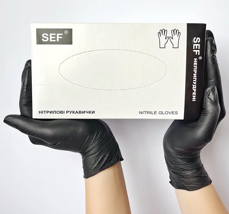 Перчатки SEF Black М нитриловые 100 шт