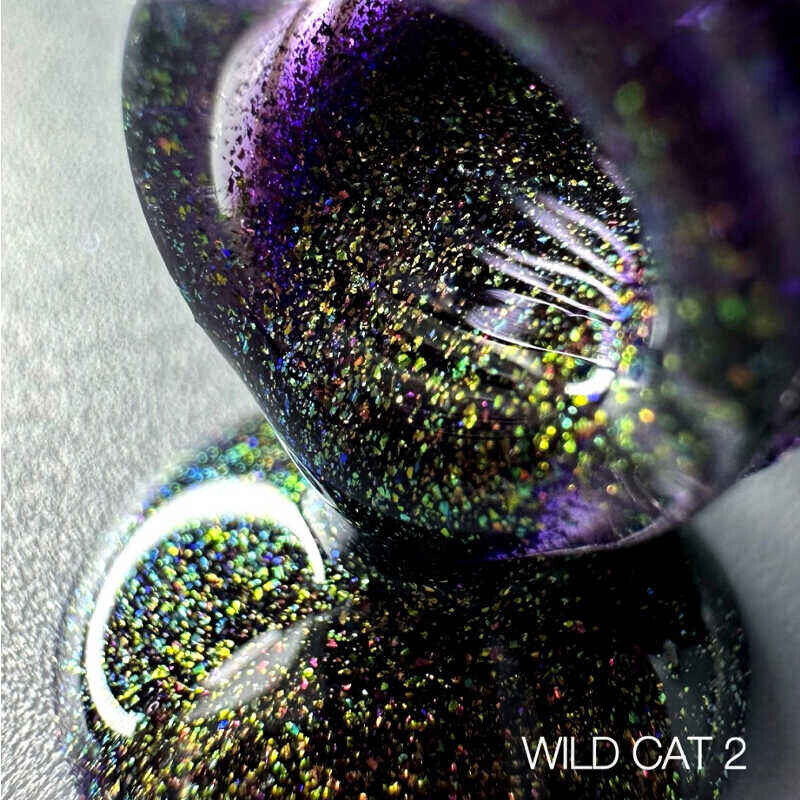 Гель-лак кошачий глаз Saga WILD CAT №002 (фиолетовый с желтым) 9 мл