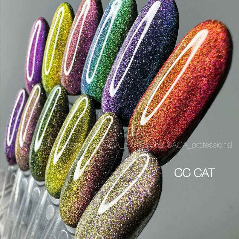 Гель-лак кошачий глаз Saga WILD CAT №005 (фиолетовый с розовым) 9 мл