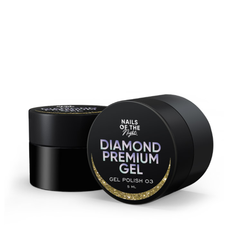 Гель лак для нігтів NAILSOFTHENIGHT Diamond Premium gel №03 (золотий з дрібною металевою поталью ) 5 мл