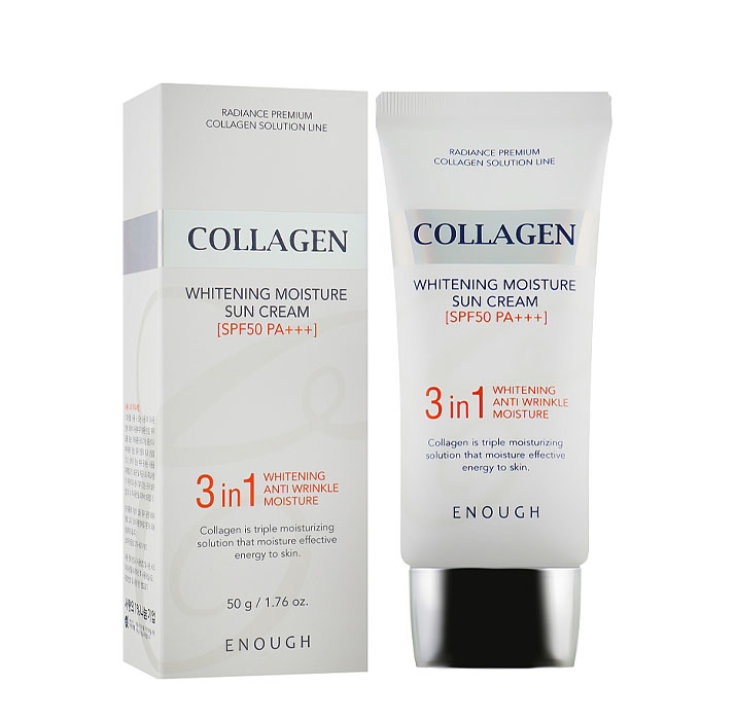 Крем сонцезахист висвітлюющий 3in1 Enough Collagen Whitening Moisture Sun Cream SPF50 PA+++ 50 мл
