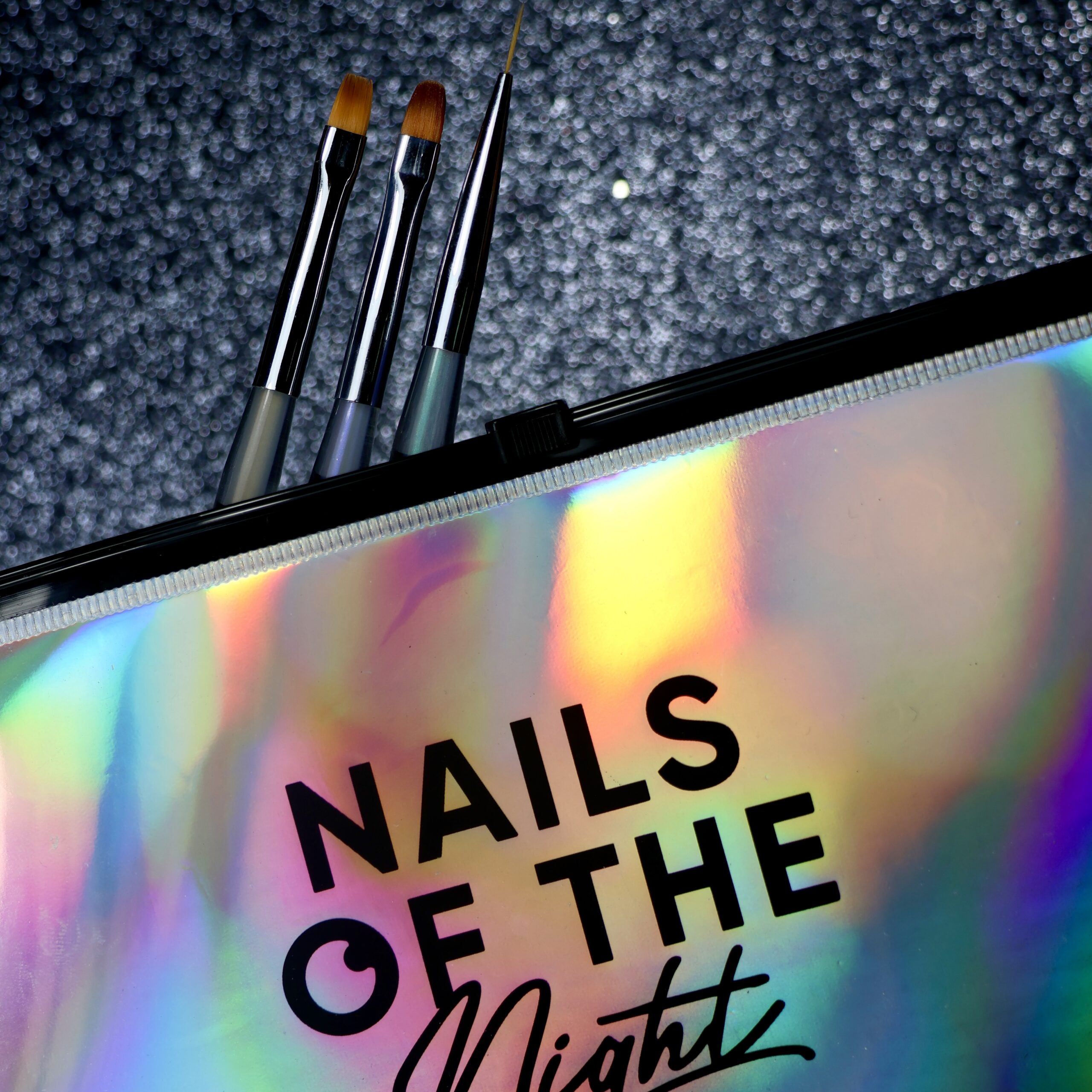 Набір пензликів 3 шт NAILSOFTHENIGHT Nail Art Brush (лайнер+квадрат+овал+косметичка)