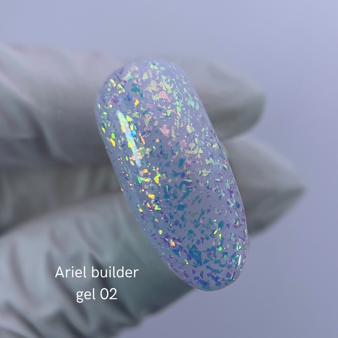 Гель для нарощення Ariel gel NAILSOFTHENIGHT №002 (різнокольоровими пластівцями юкі) 15 мл