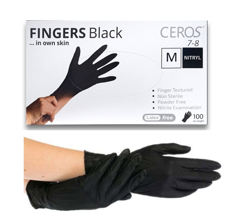 Перчатки CEROS Black М нитриловые 100 шт черные