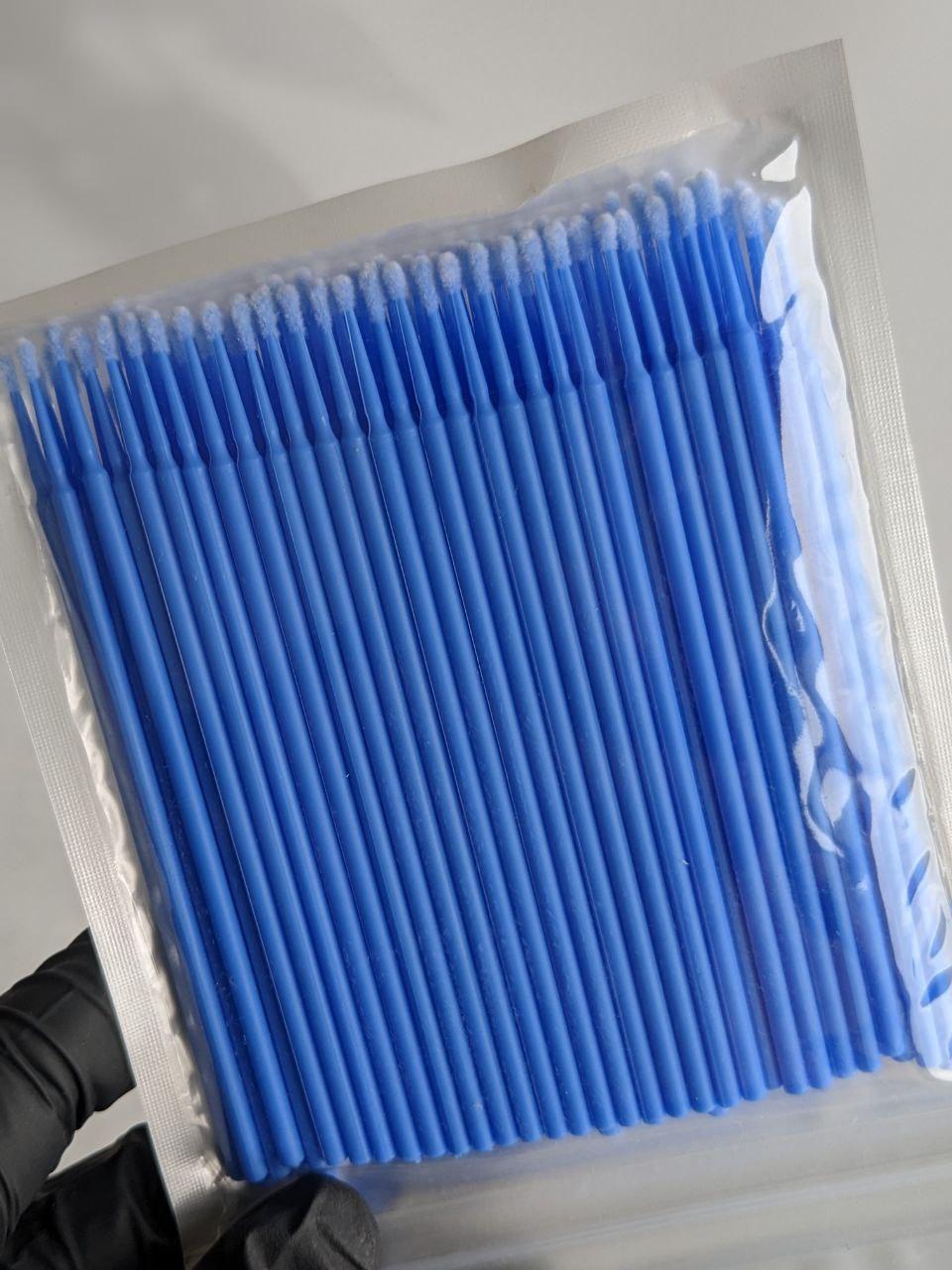 Мікробраші для ламінування брів та вій в пакеті NoName блакитні 100 шт