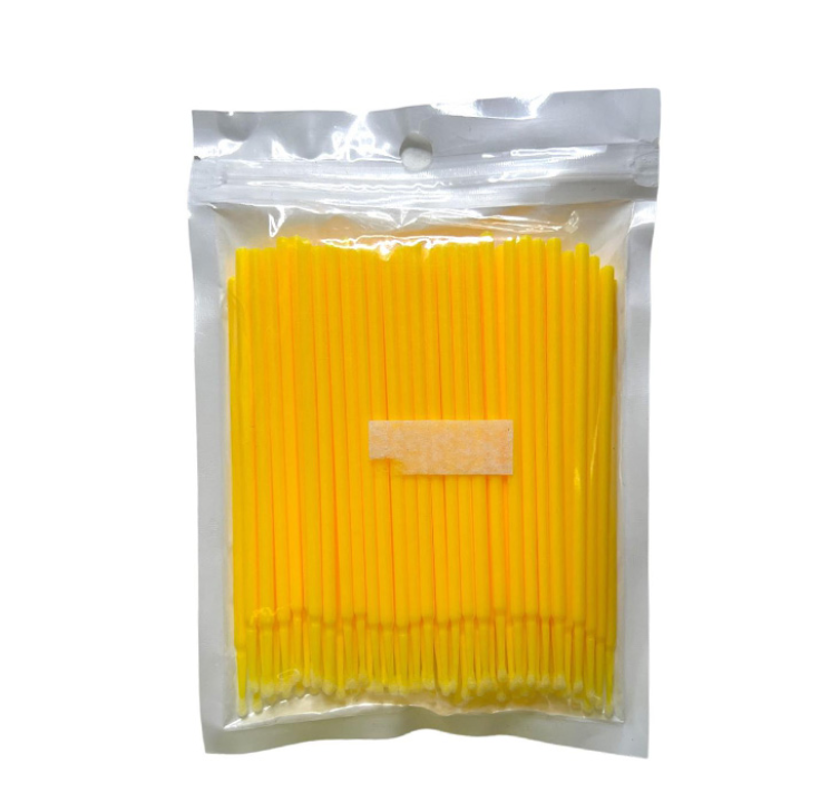 Мікробраші для ламінування брів та вій в пакеті NoName жовті 100 шт