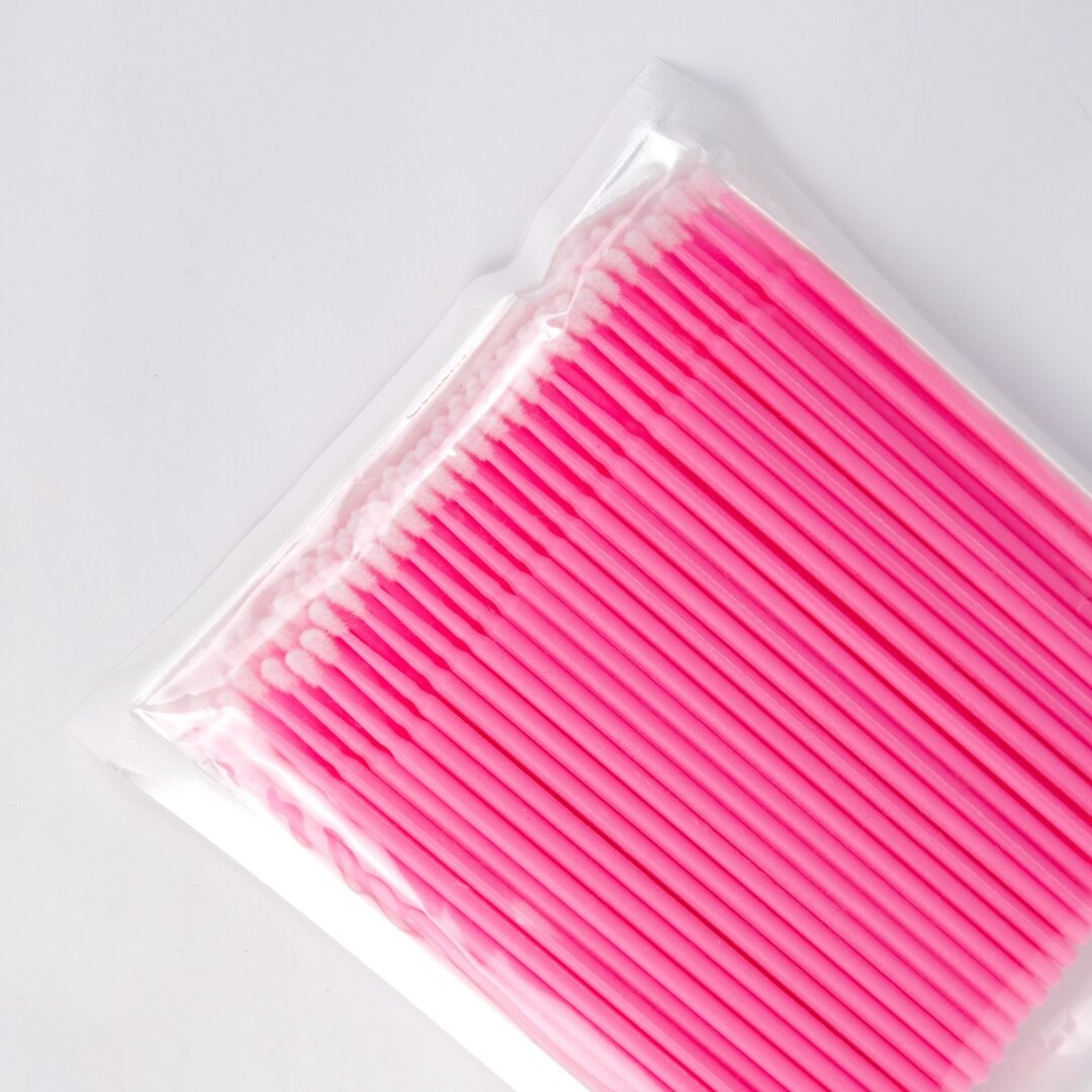 Мікробраші для ламінування брів та вій в пакеті NoName рожеві 100 шт