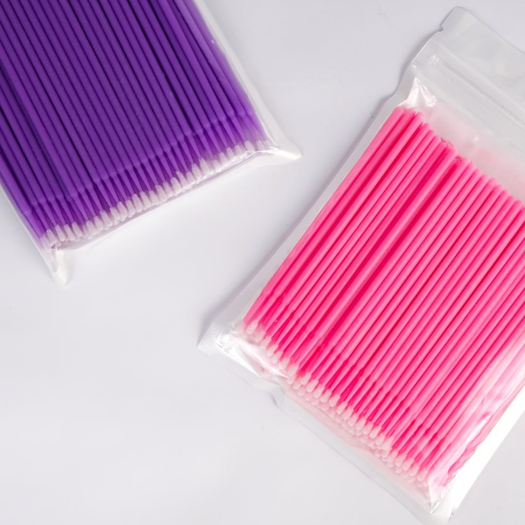 Микробраши для ламинирования бровей и ресниц в пакете NoName розовые 100 шт