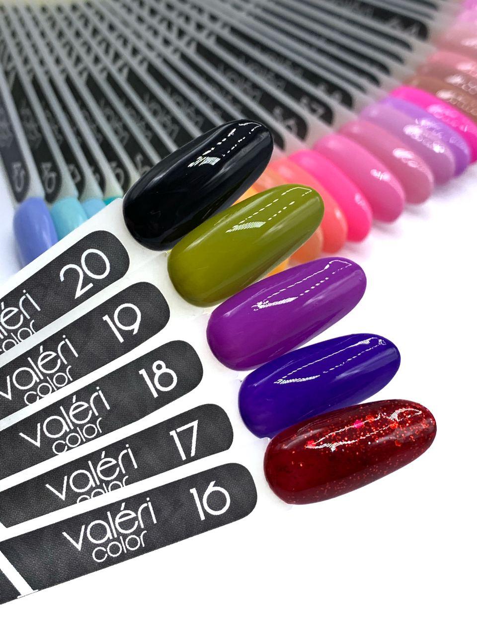 Гель лак для ногтей Valeri Color №016 (бордовый с блестками) 6 мл