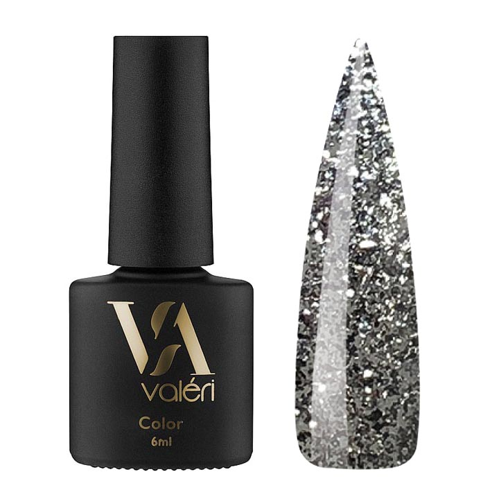Гель лак для нігтів Valeri Color №110 (срібло з блискітками) 6 мл