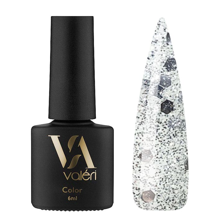 Гель лак для нігтів Valeri Color №111 (прозорий зі срібними блискітками) 6 мл