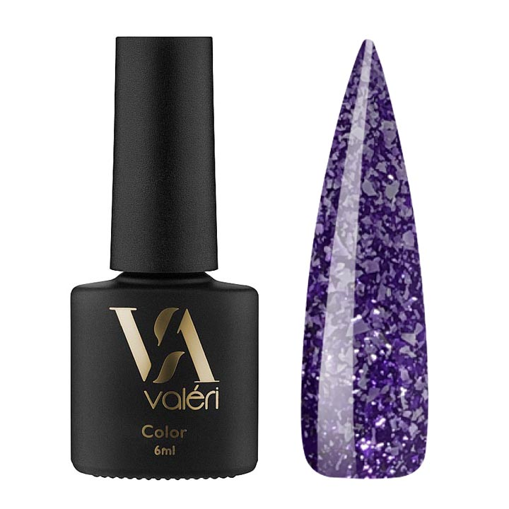 Гель лак для нігтів Valeri Color №116 (чорний напівпрозорий з рожевими блискітками) 6 мл