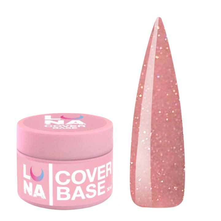 Камуфлирующая база для ногтей LUNA Cover Base Nude №016 (розовая с блеском) 30 мл