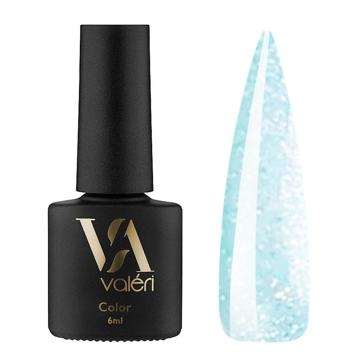 Гель лак для ногтей Valeri Color №155 (голубой с блестками) 6 мл