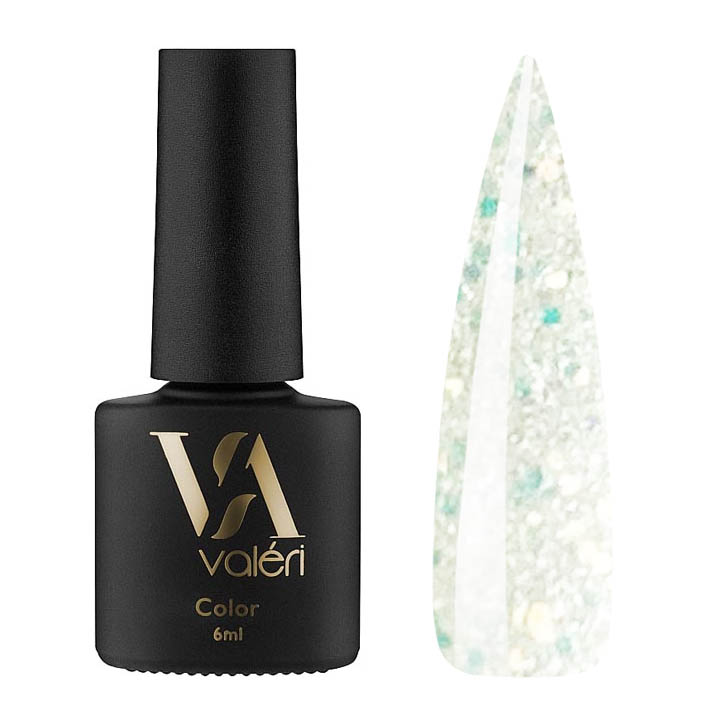 Гель лак для ногтей Valeri Color №161 (серебряный с блестками) 6 мл