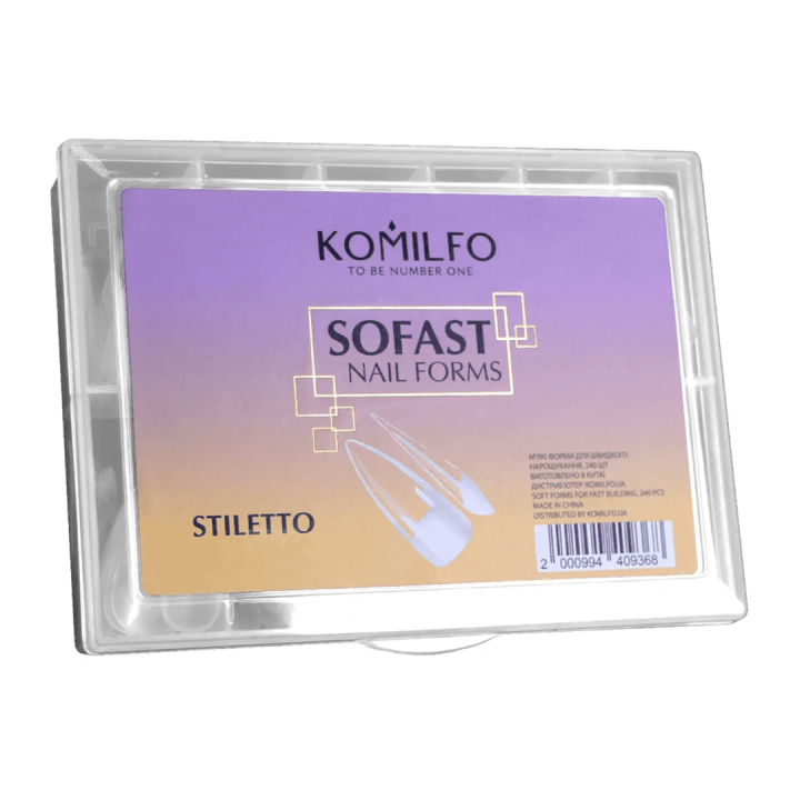 Гелевые формы для наращивания ногтей Komilfo SoFast Nail Forms Almond 240 шт Stiletto