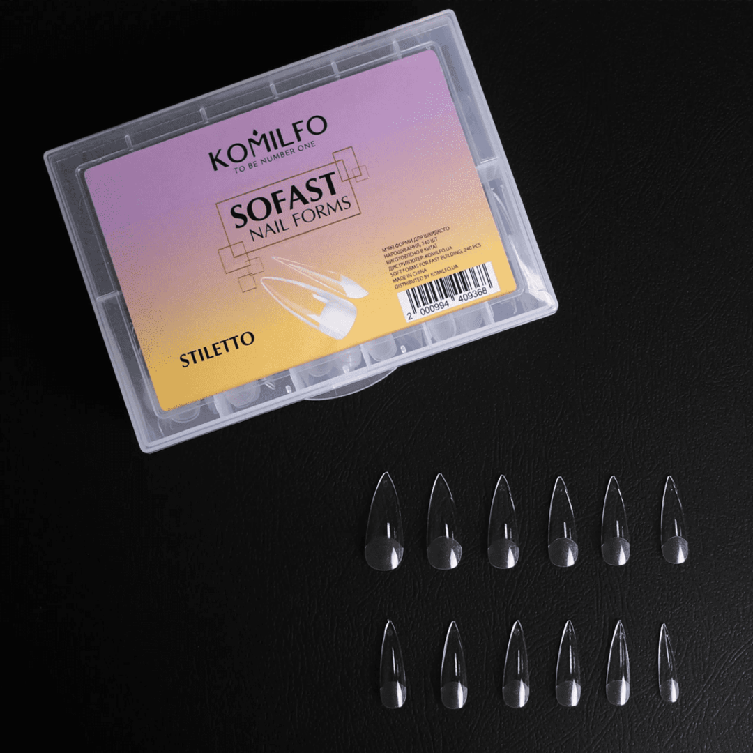 Гелевые формы для наращивания ногтей Komilfo SoFast Nail Forms Almond 240 шт Stiletto