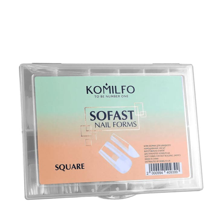 Гелевые формы для наращивания ногтей Komilfo SoFast Nail Forms Square 240 шт