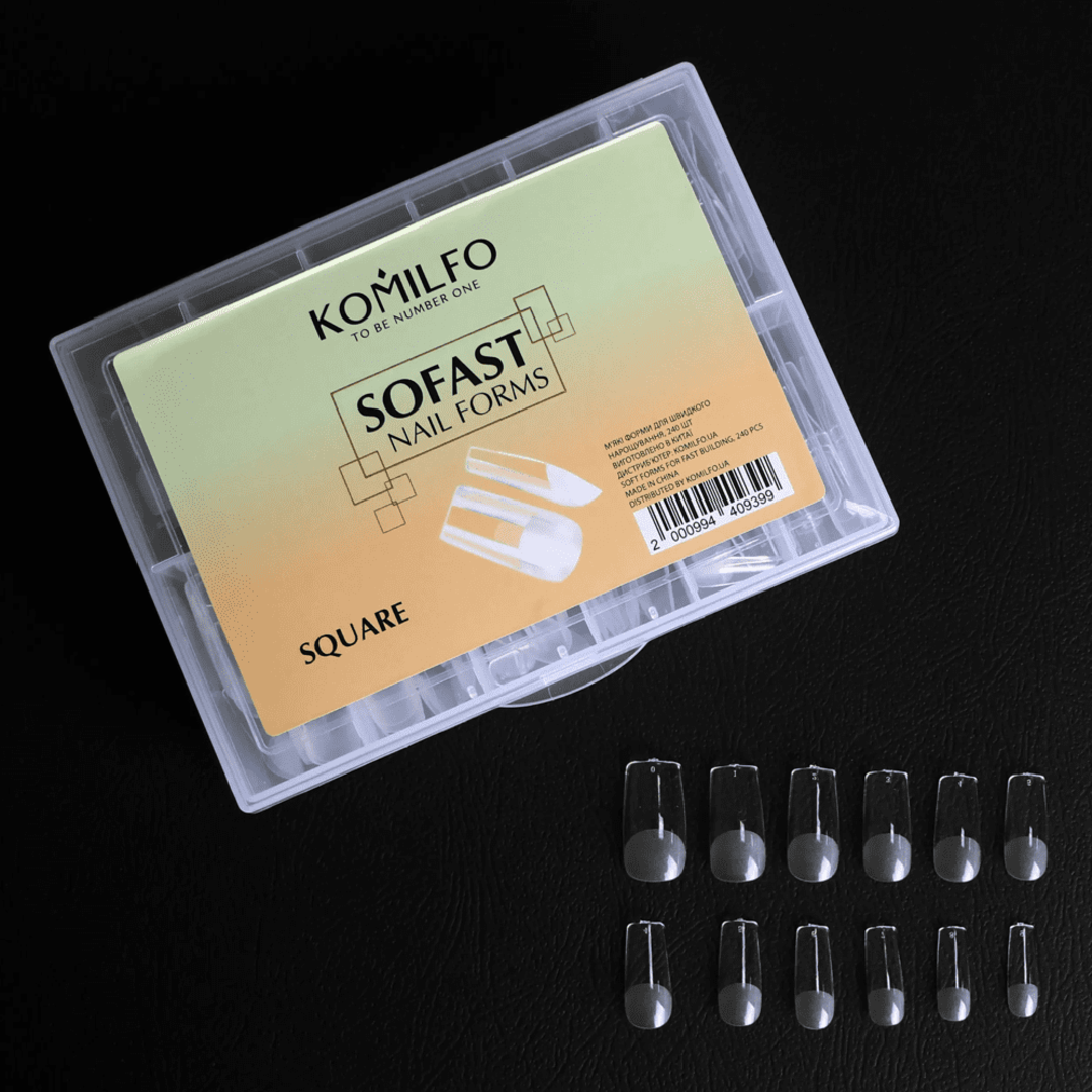 Гелевые формы для наращивания ногтей Komilfo SoFast Nail Forms Square 240 шт