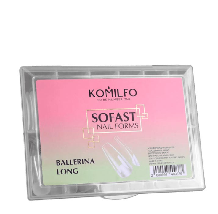 Гелевые формы для наращивания ногтей Komilfo SoFast Nail Forms Ballerina Long 240 шт