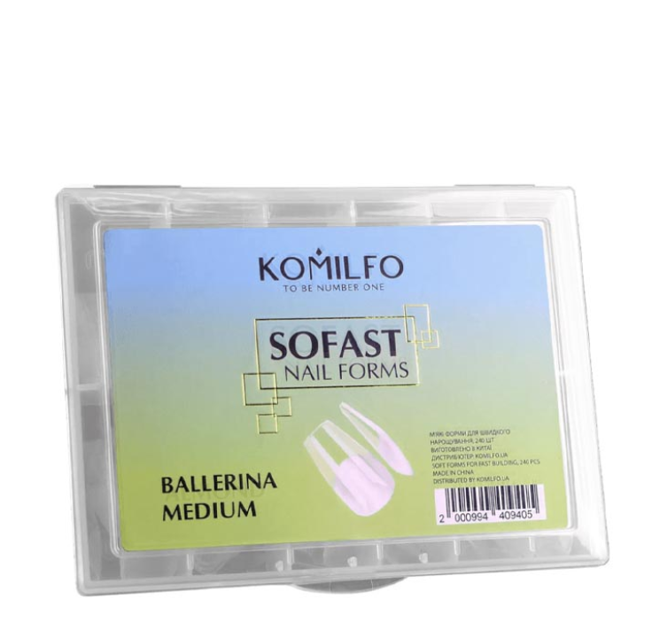 Гелеві форми для нарощування нігтів Komilfo SoFast Nail Forms Ballerina Medium 240 шт