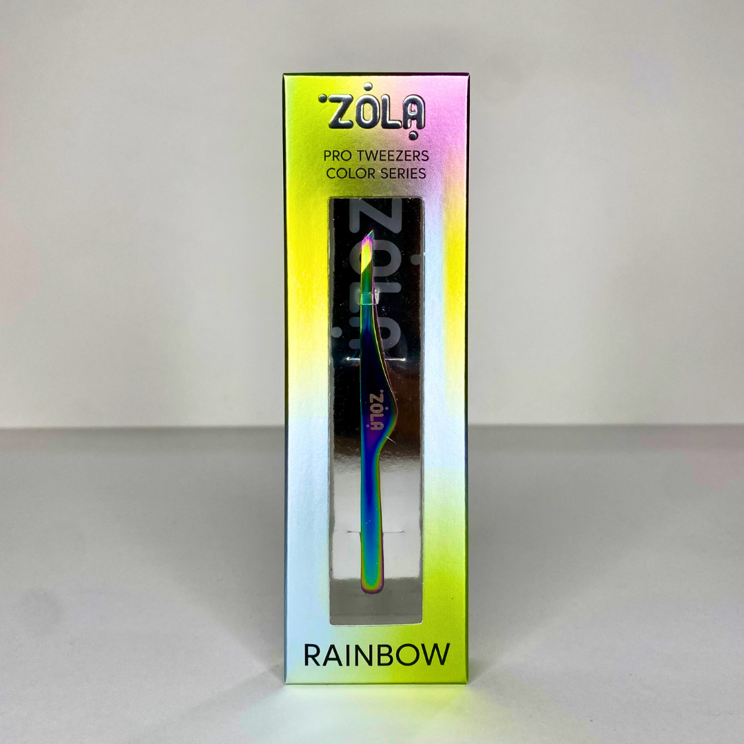 Пінцет скошений професійний для брів ZOLA Rainbow