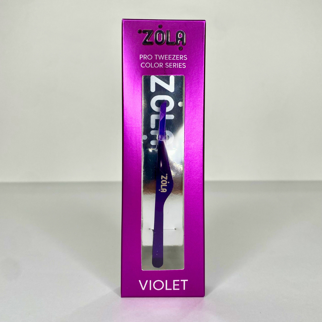 Пинцет скошенный профессиональный для бровей ZOLA Violet