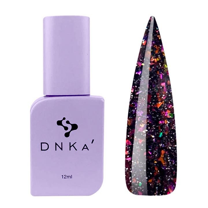 Гель-лак для ногтей DNKa №00101 (черный с цветными блестками, светоотражающий) 12 мл