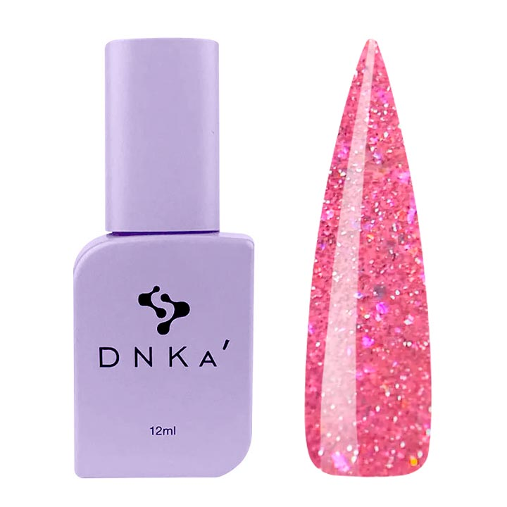 Гель-лак для нігтів DNKa №0107 (рожеве шампанське з кольоровими блискітками, емаль), 12 мл
