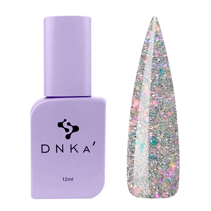 Гель-лак для нігтів DNKa №0108 (срібло з кольоровими блискітками, емаль), 12 мл