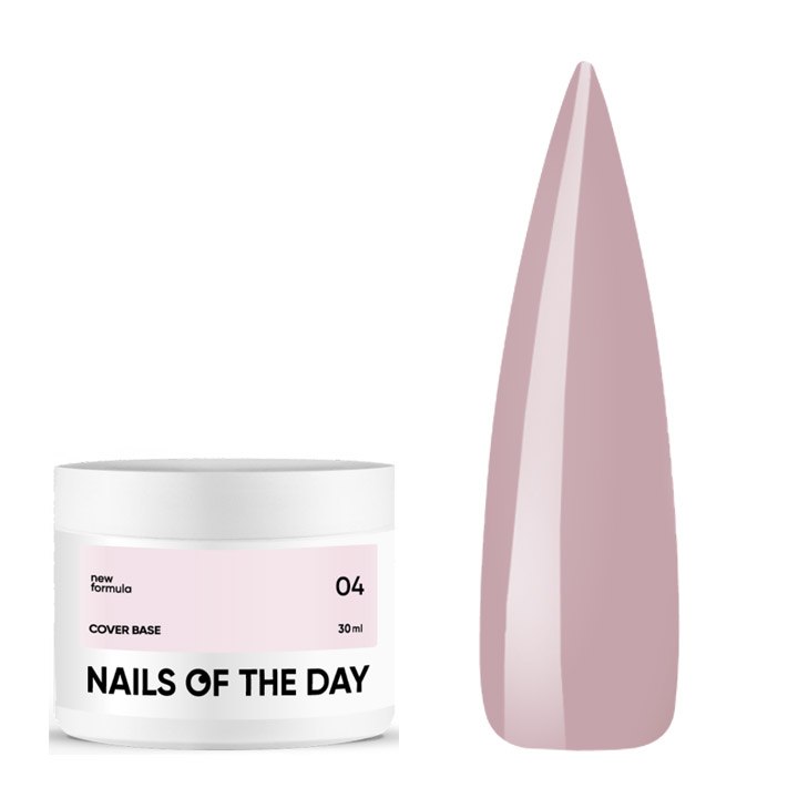 Камуфлююча база для нігтів NAILSOFTHEDAY Base Cover NEW Formula №004 (пудрово-рожевий) 30 мл