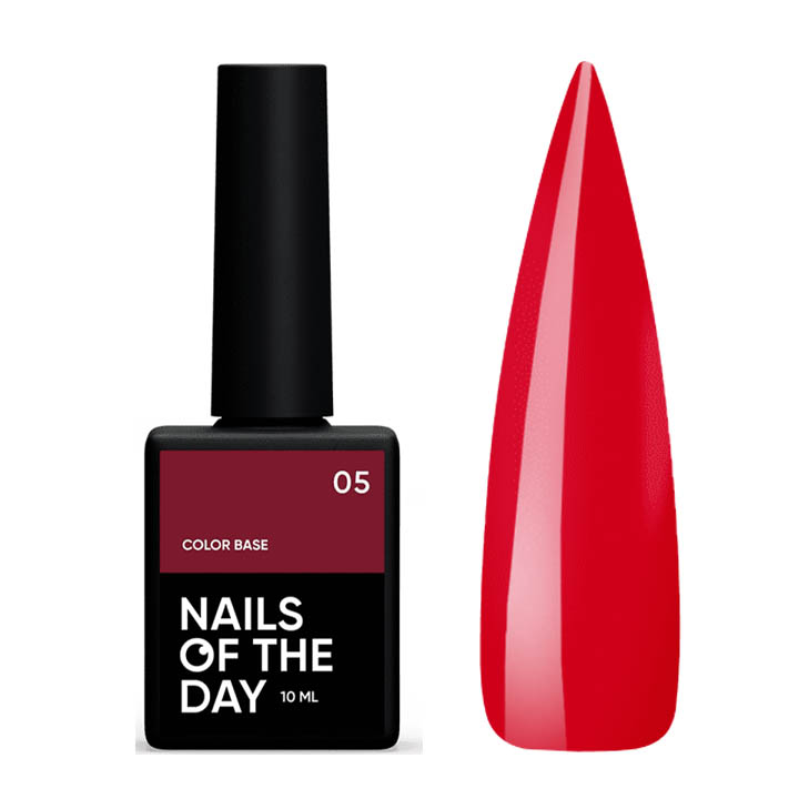 База кольорова для нігтів NAILSOFTHEDAY Base Color №005 (червона), 10 мл