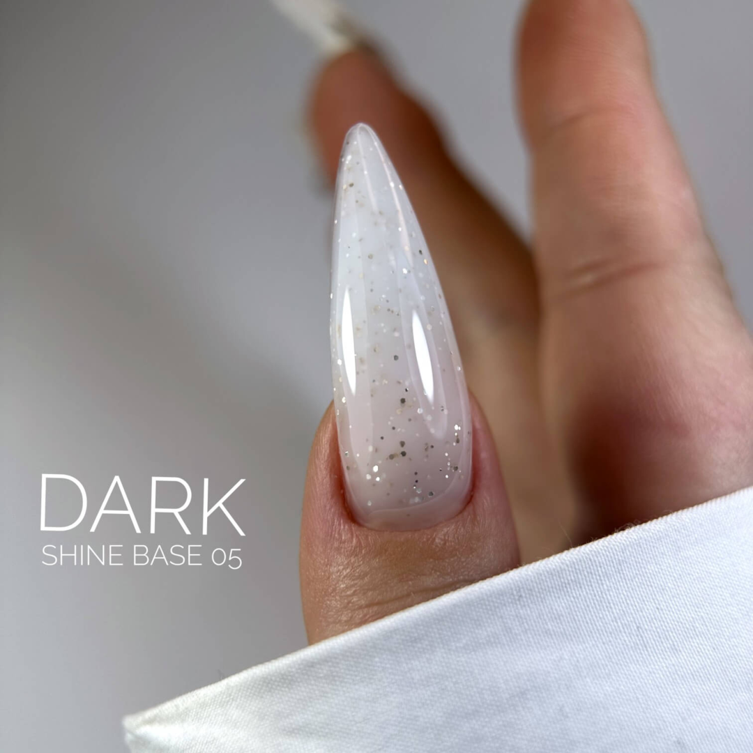 Камуфлююча база для манікюру Dark PRO Base Shine №005 (молочний з срібними блискітками) 15 мл