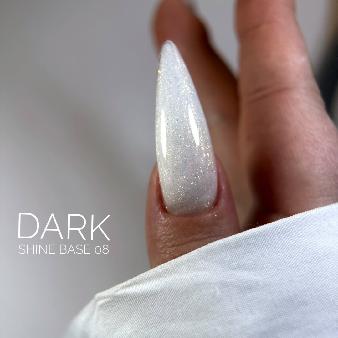 Камуфлирующая база для маникюра Dark PRO Base Shine №008 (молочный с серебряным шиммером) 15 мл