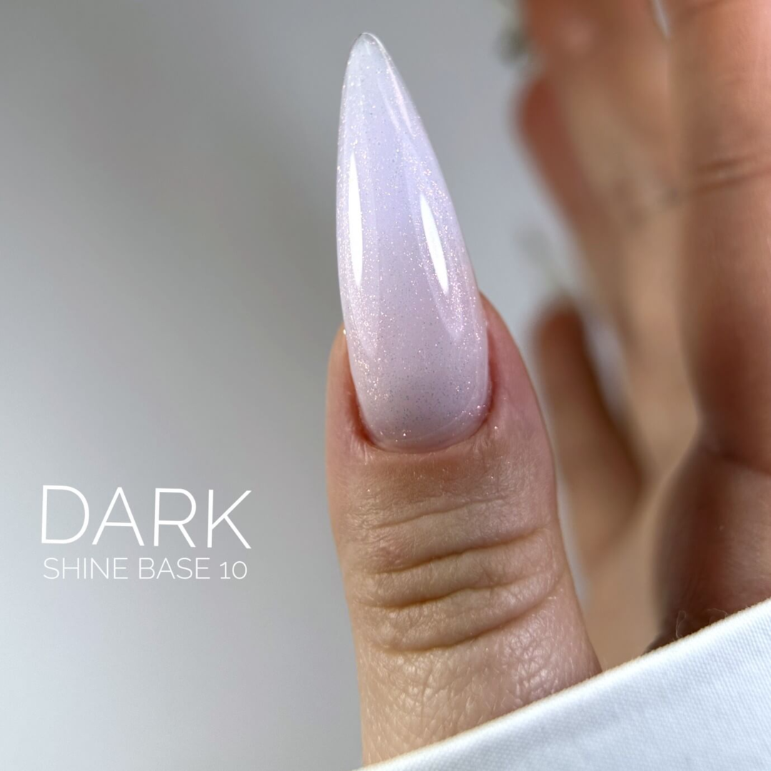 Камуфлююча база для манікюру Dark PRO Base Shine №010 (блідо-рожевий з рожевим шиммером) 15 мл