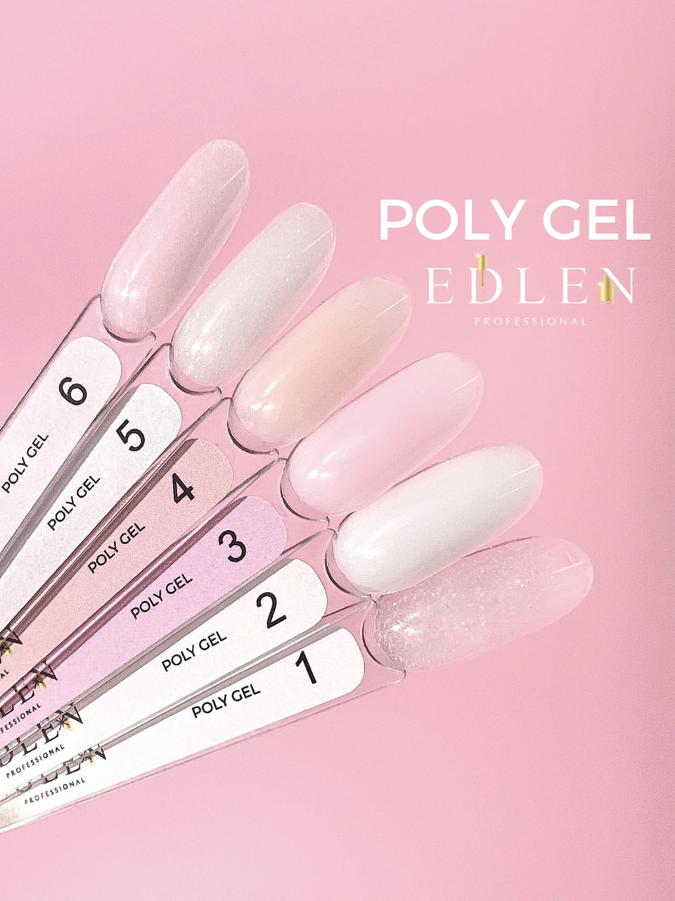Полігель для нарощення нігтів Edlen New Formula Poly Gel  №006 (світло-рожевий з мікроблиском), 15 мл