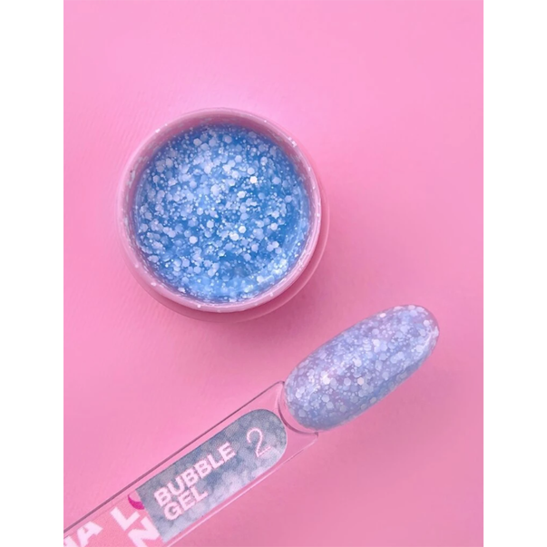 Гель з блесточками LUNA Bubble Gel №002 (голубой) 5 мл