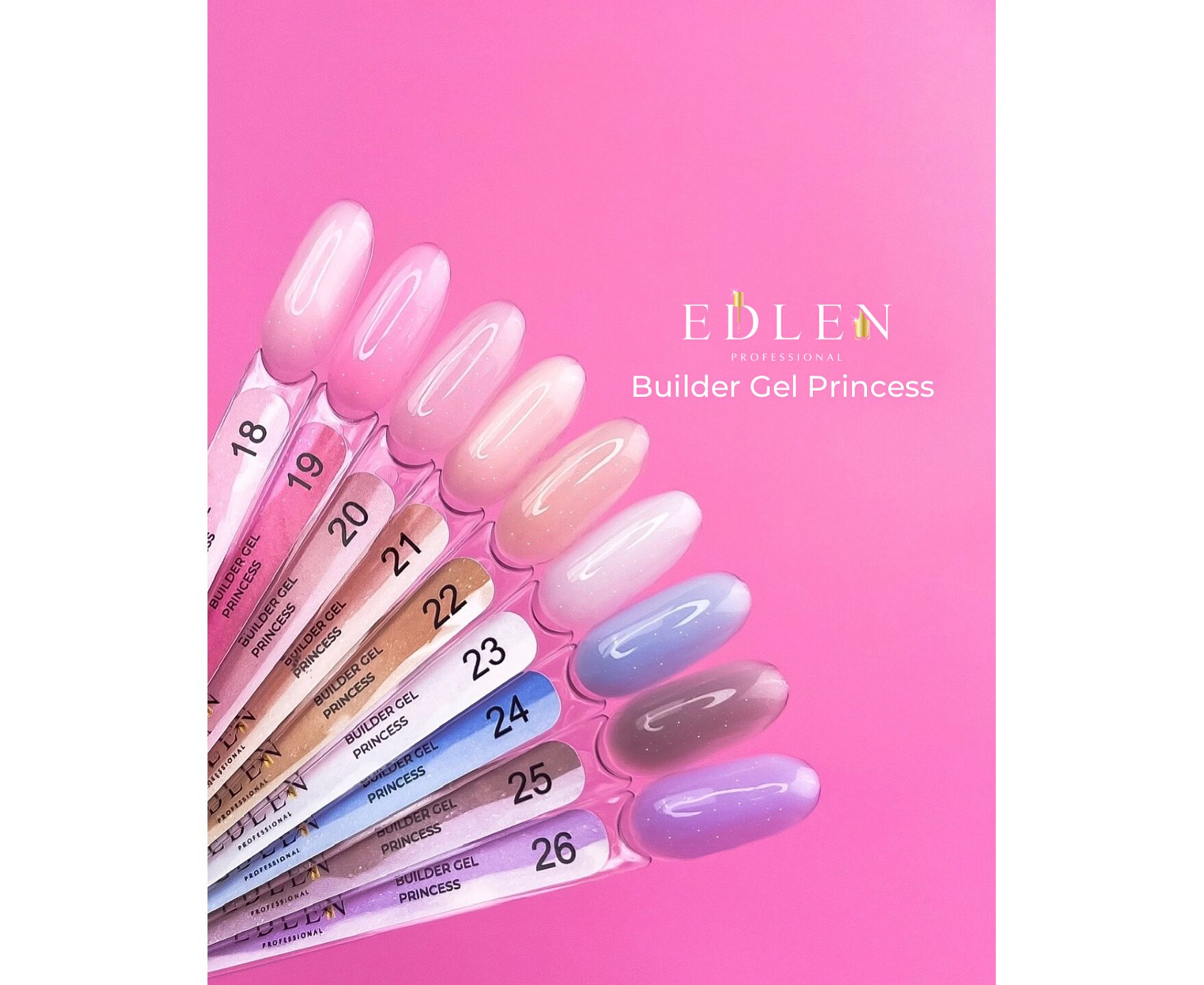 Гель для наращивания ногтей Edlen New Formula Builder Gel №018 (бледно-розовый с микроблеском) 30 мл