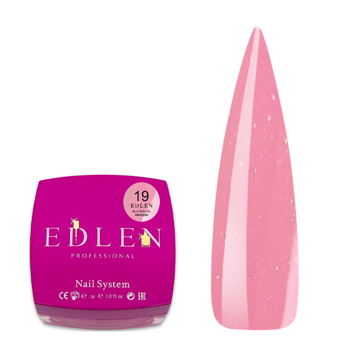 Гель для наращивания ногтей Edlen New Formula Builder Gel №019 (розовый с микроблеском) 30 мл