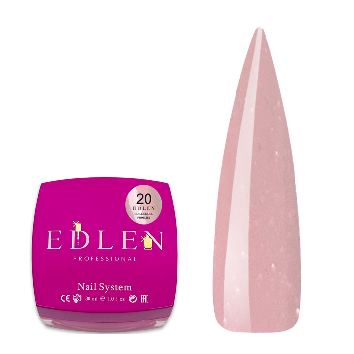 Гель для наращивания ногтей Edlen New Formula Builder Gel №020 (нежно-розовый с микроблеском) 30 мл