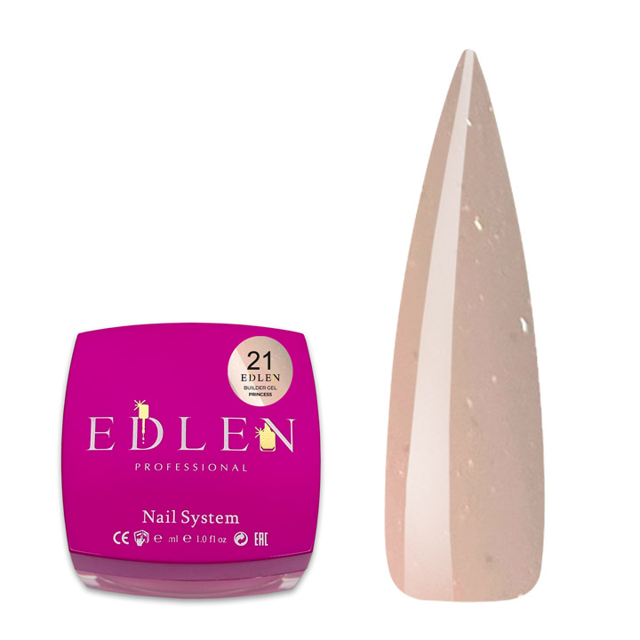 Гель для нарощення нігтів Edlen New Formula Builder Gel №021 (світлий беж з мікроблиском) 30 мл