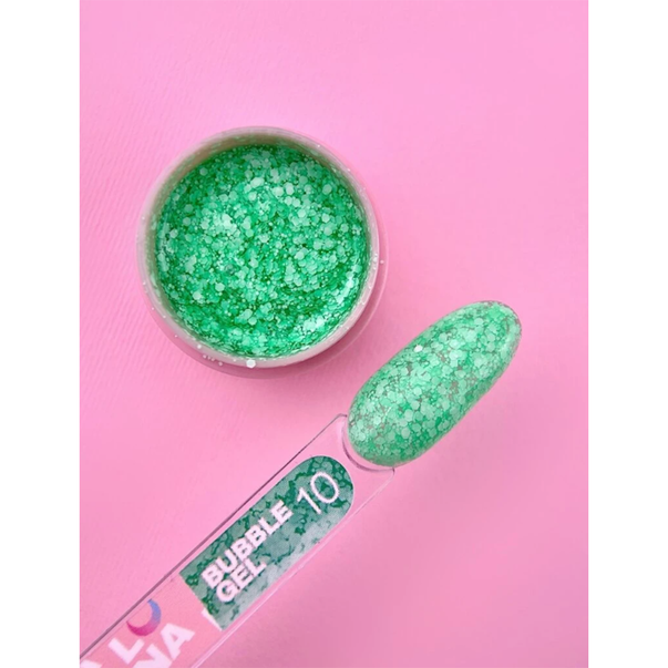 Гель з блесточками LUNA Bubble Gel №010 (зеленый) 5 мл