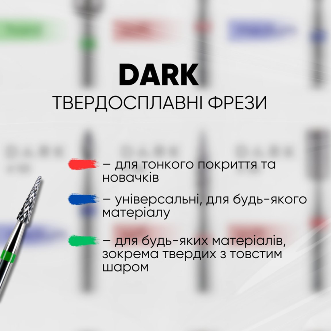 Фреза твердосплавна "кукурудза" Dark ТВС №205 зелена