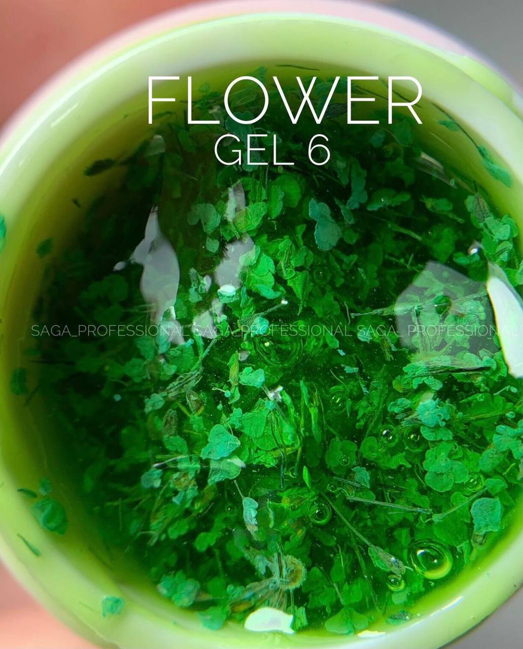 Гель с сухоцветом SAGA Flower №006 (светло-зеленый) 5 мл